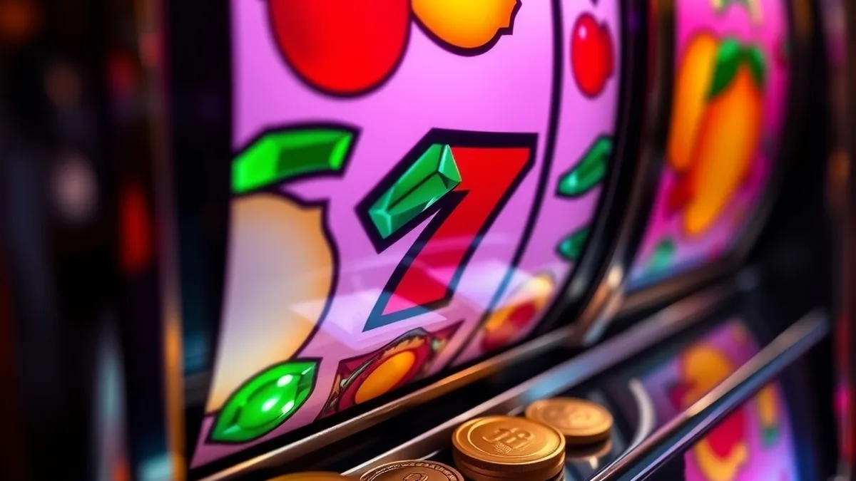 Glowing slot reels with fruits and emerald gems at Lizaro casino